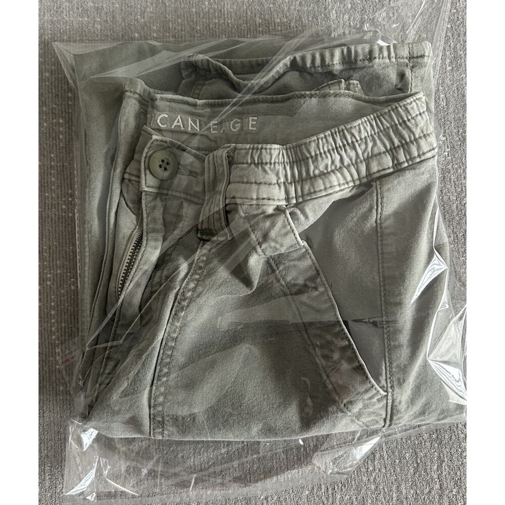 American Eagle Women's Green Cargo Pants 90 S Grunge Sz 6 Utility Boho Stretch - Picture 12 of 12